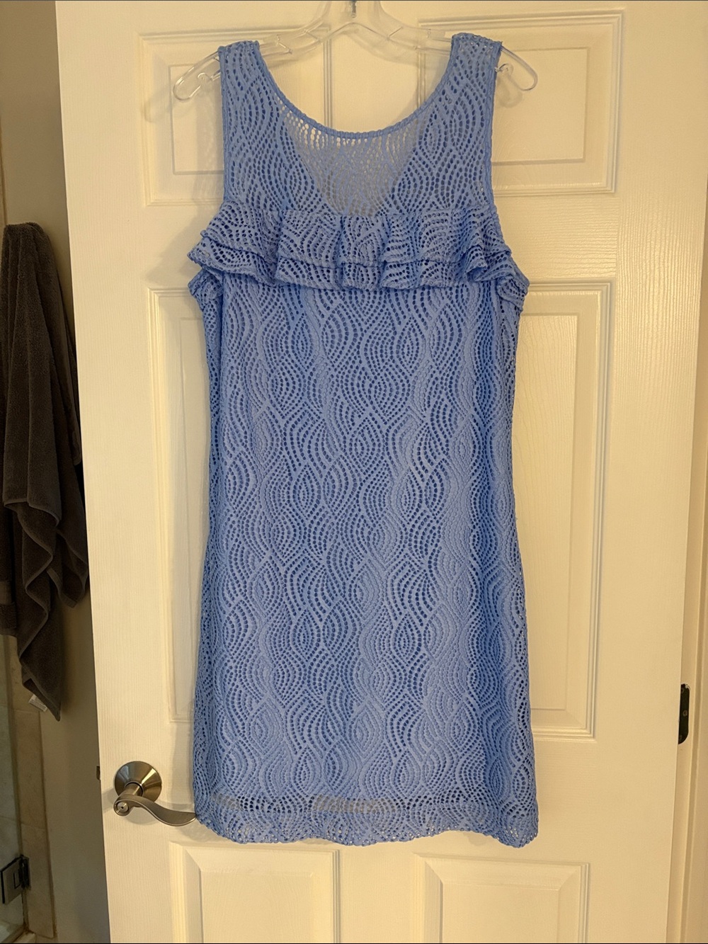 Lilly Pulitzer Light Blue Sleeveless Lace Ruffle Mini Dress